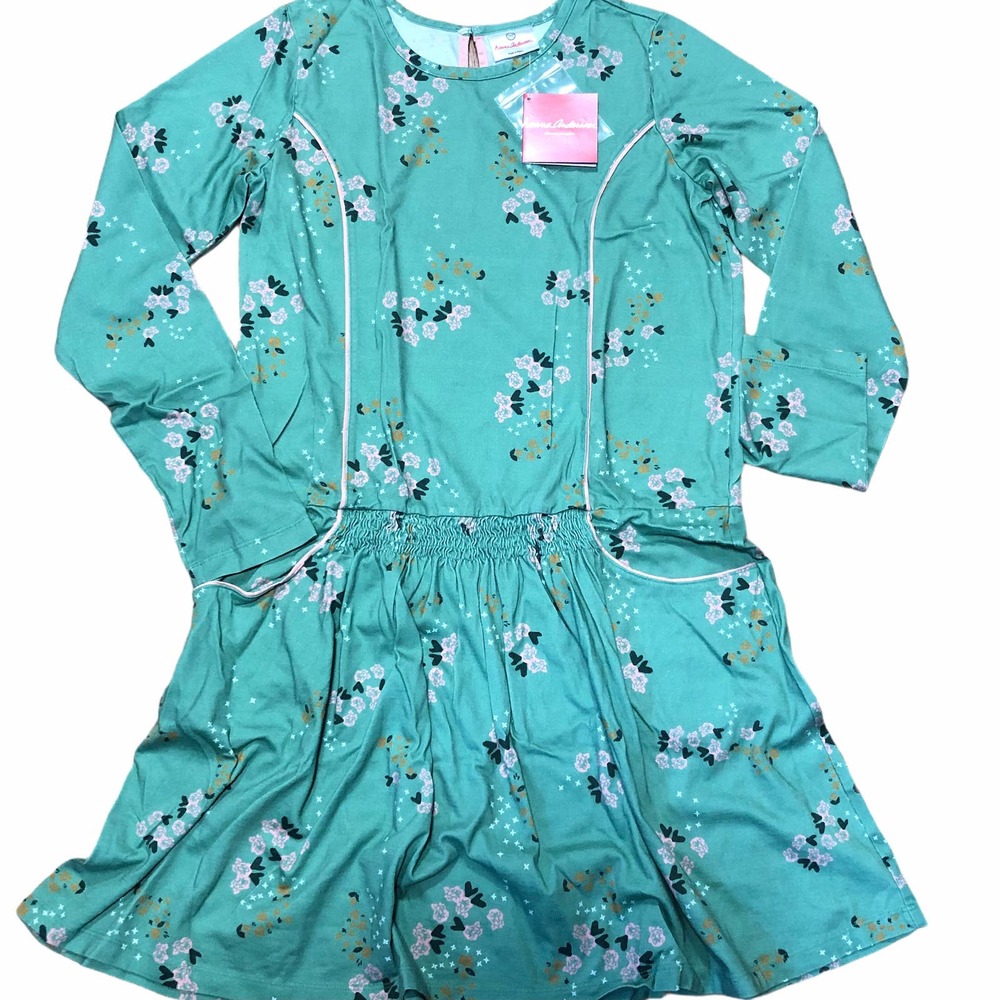 Hanna Andersson Girls Blue Floral Dress 160cm